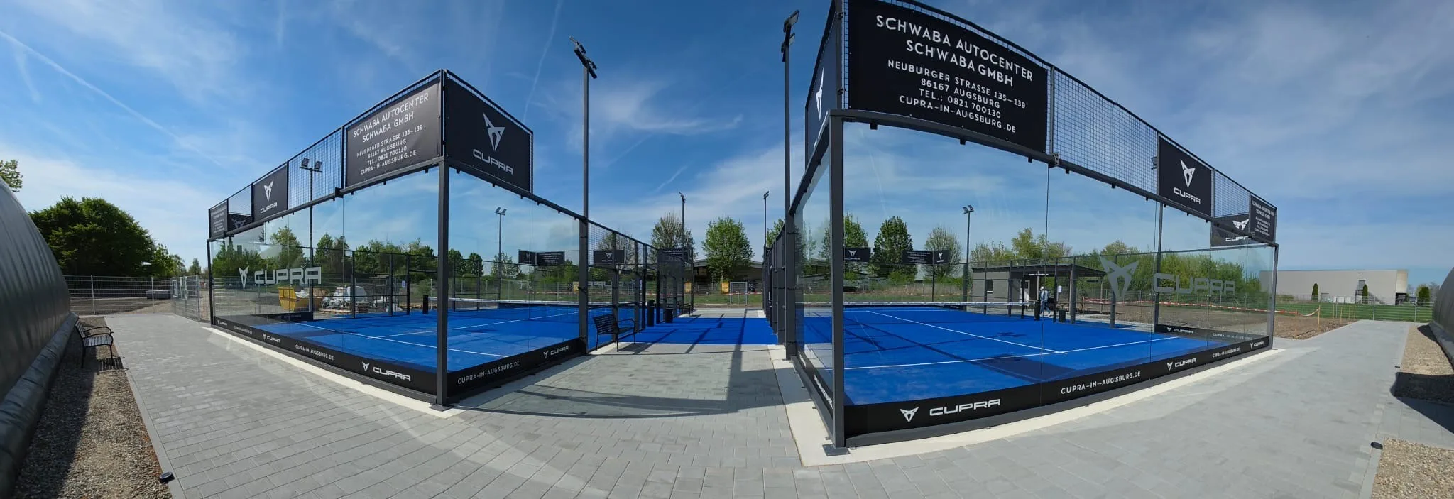 Padelanlage DJK Augsburg Lechhausen 1920 e.V. in Augsburg - Panoramaansicht der Outdoor courts